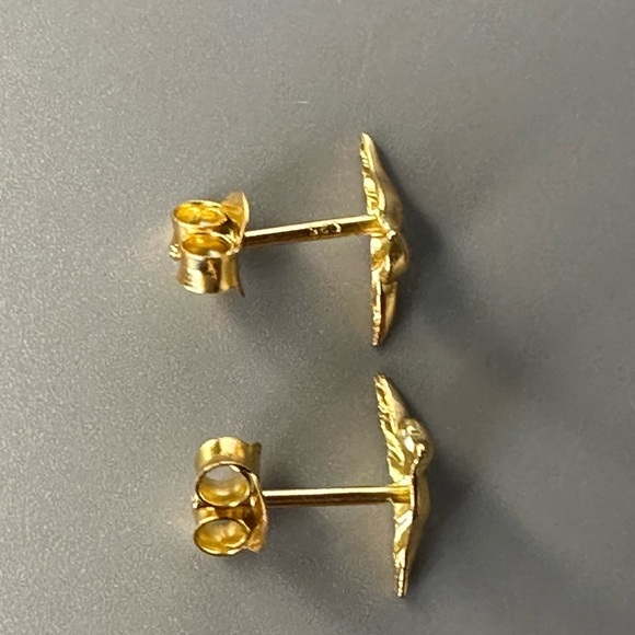 14k Gold Vermeil Ting Bird Stud Earrings - Picture 10 of 12
